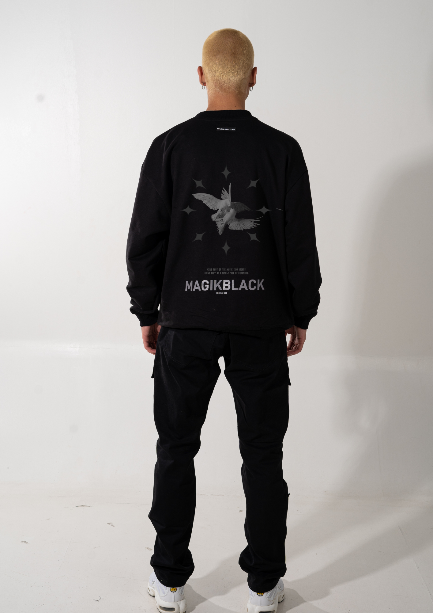 Sweatshirt black pigeon stars